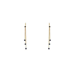 18 Karat Yellow Gold Noir Drop Earrings with Black Diamonds