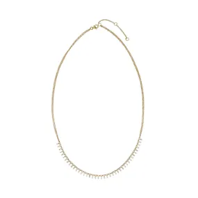 18 Karat Yellow Gold Zeena necklace with White Diamond Baguettes