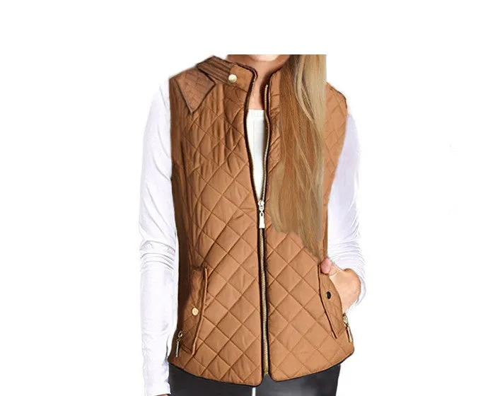 8.8 Camel Color Quilted Vest - The Aspen