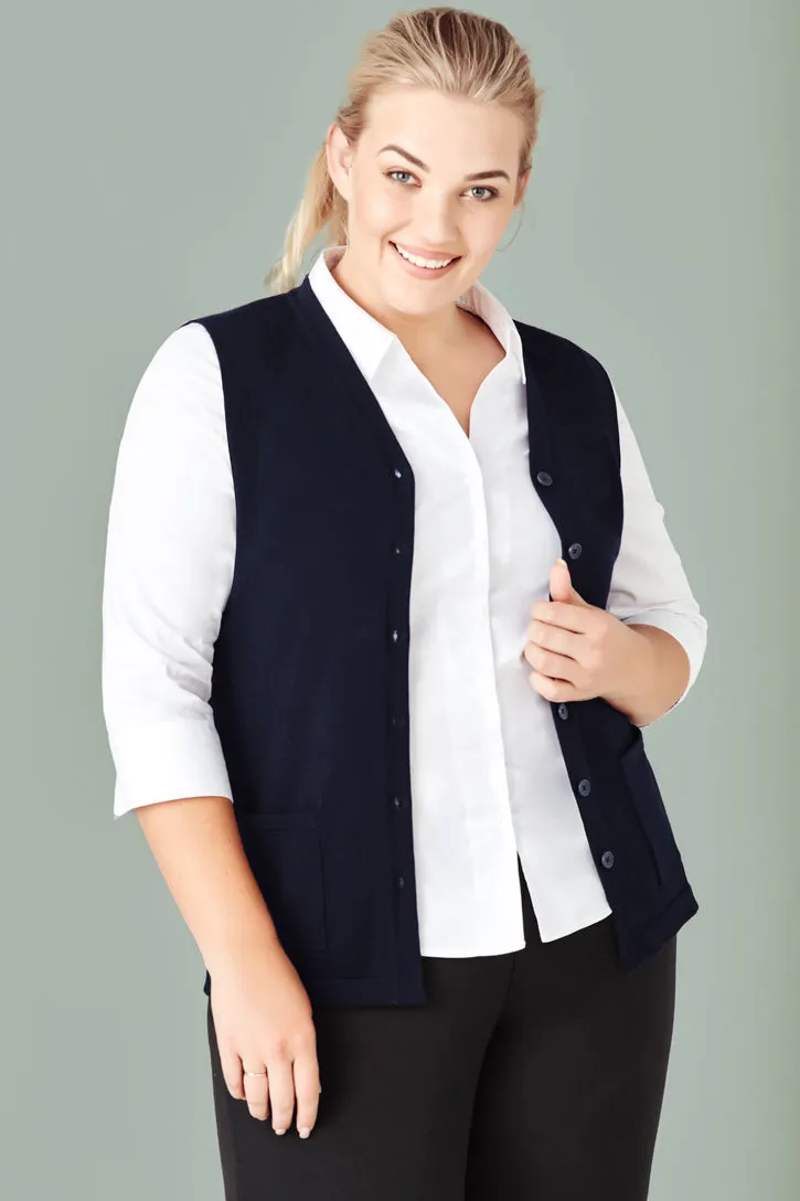 AC-CK961LV Womens Button Front Knit Vest Navy