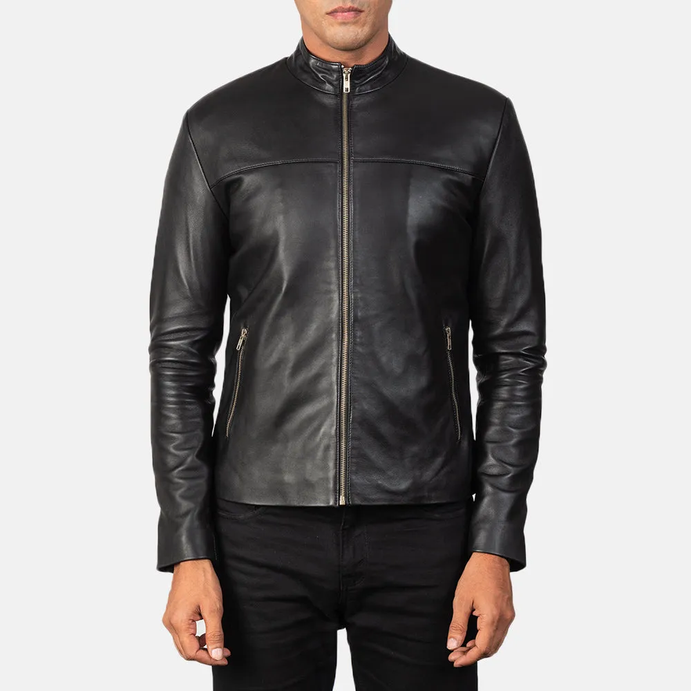 Adornica Black Leather Biker Jacket