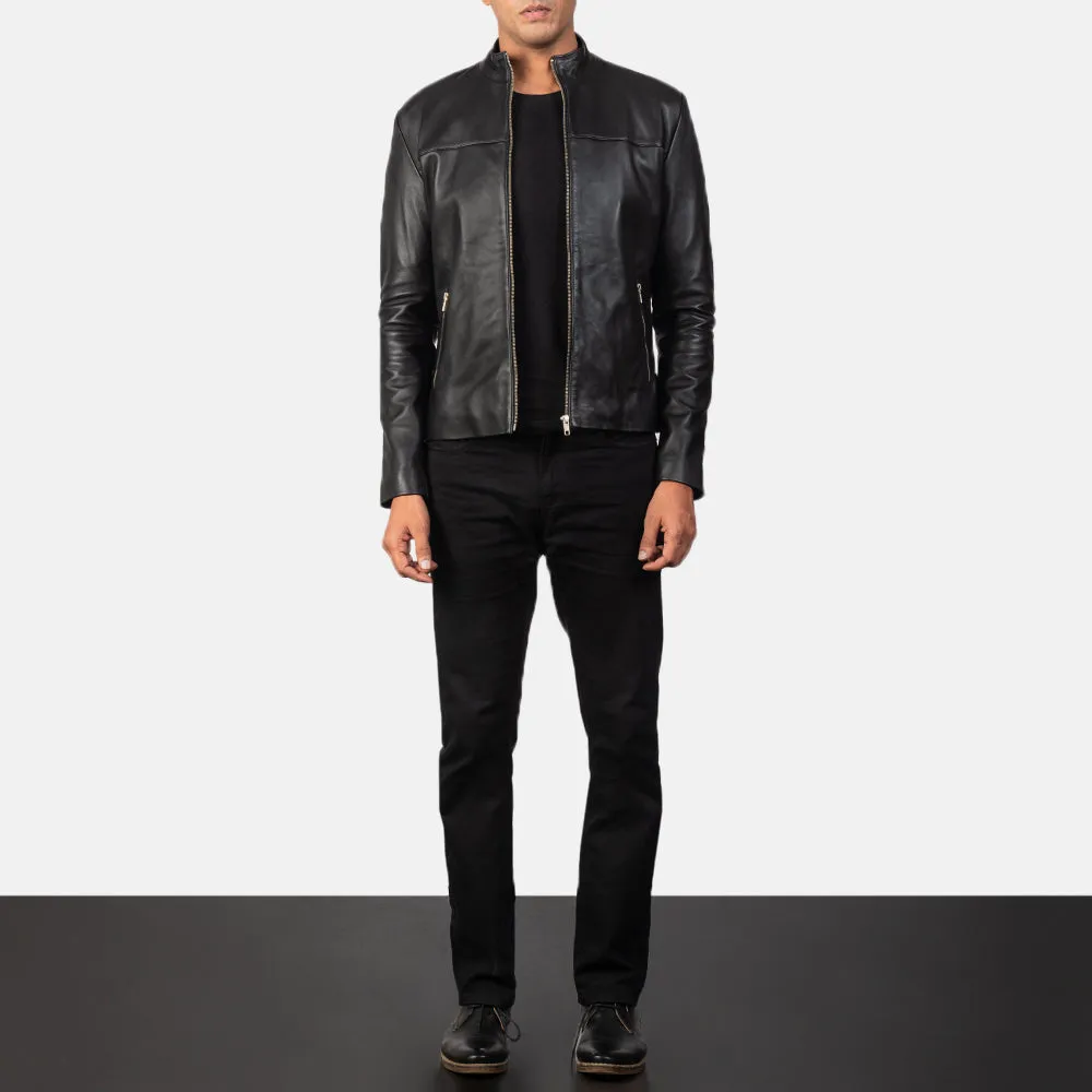 Adornica Black Leather Biker Jacket