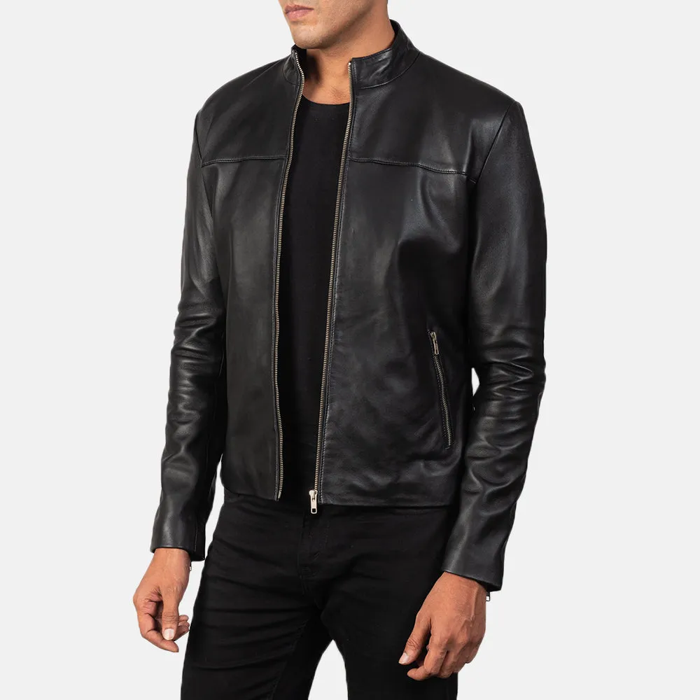 Adornica Black Leather Biker Jacket