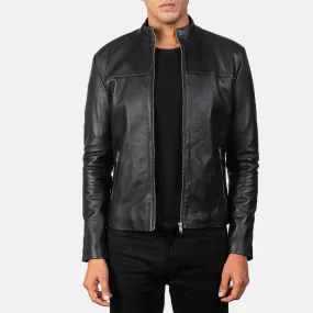 Adornica Black Leather Biker Jacket