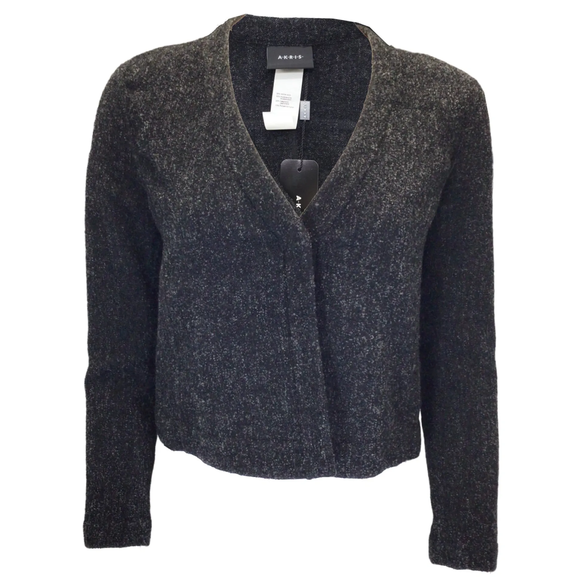 Akris Charcoal Grey Boucle Knit Wool and Alpaca Knit Jacket