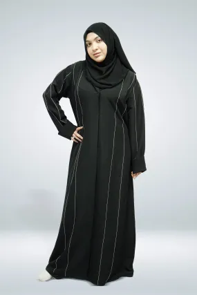 Black Abaya Jacket with Stitch Work