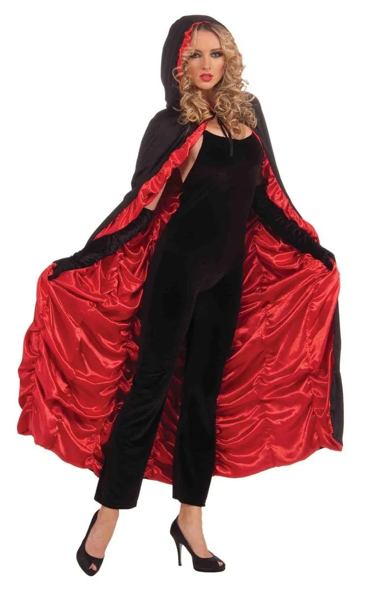 Black And Red Female Hooded Costume Cape