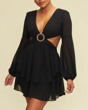 Black Cutout Lace Back Mini Dress