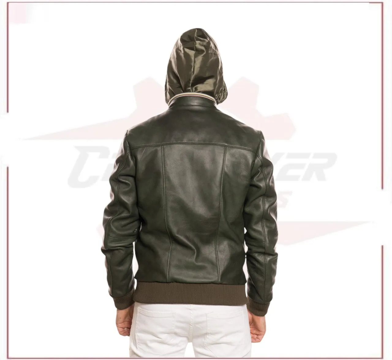 Bomber KiWey - Men’s Bomber Green genuine leather