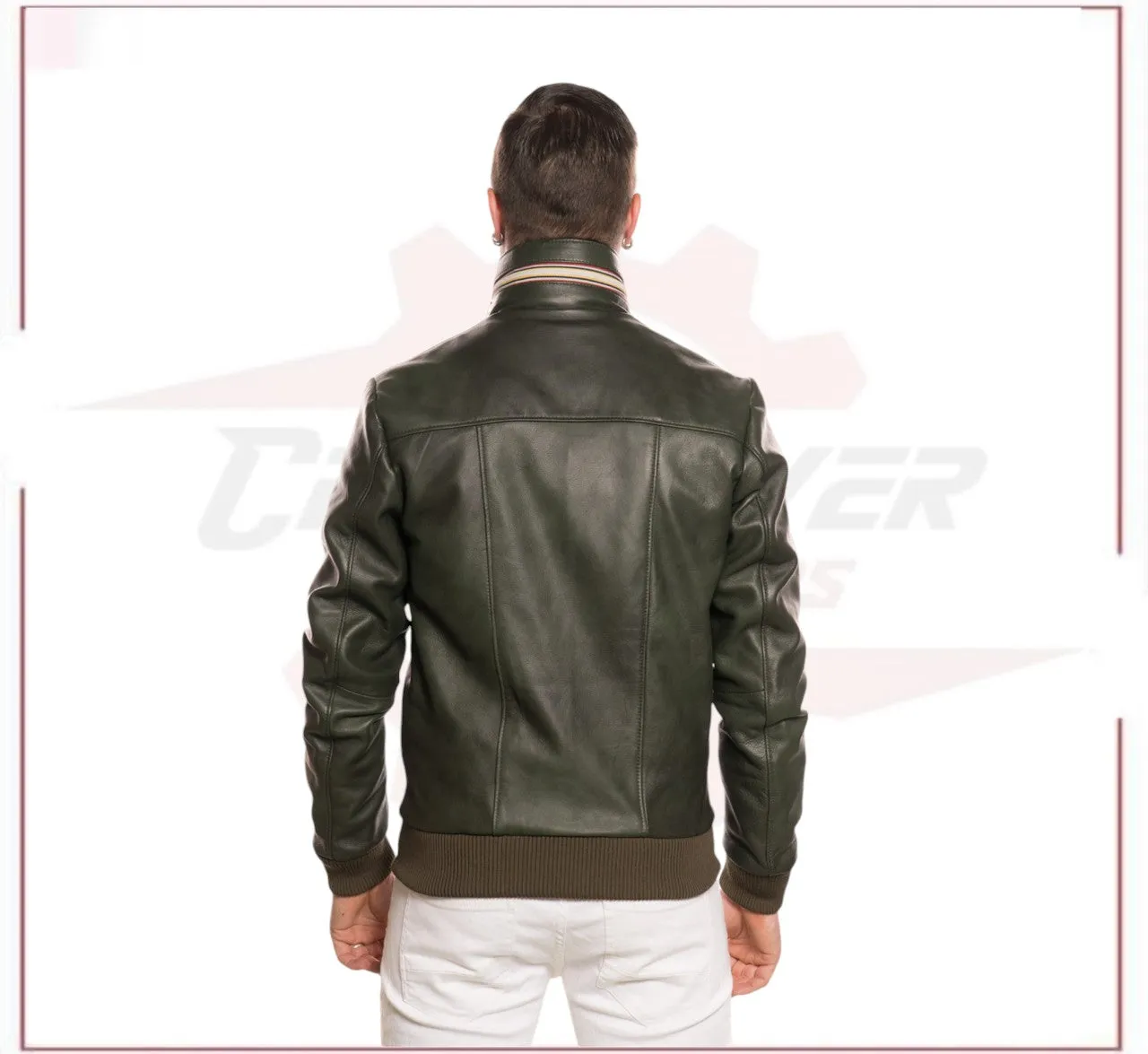 Bomber KiWey - Men’s Bomber Green genuine leather