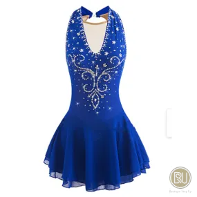 Competition Figure Skating Dress Halter Purple Ombre Crystals