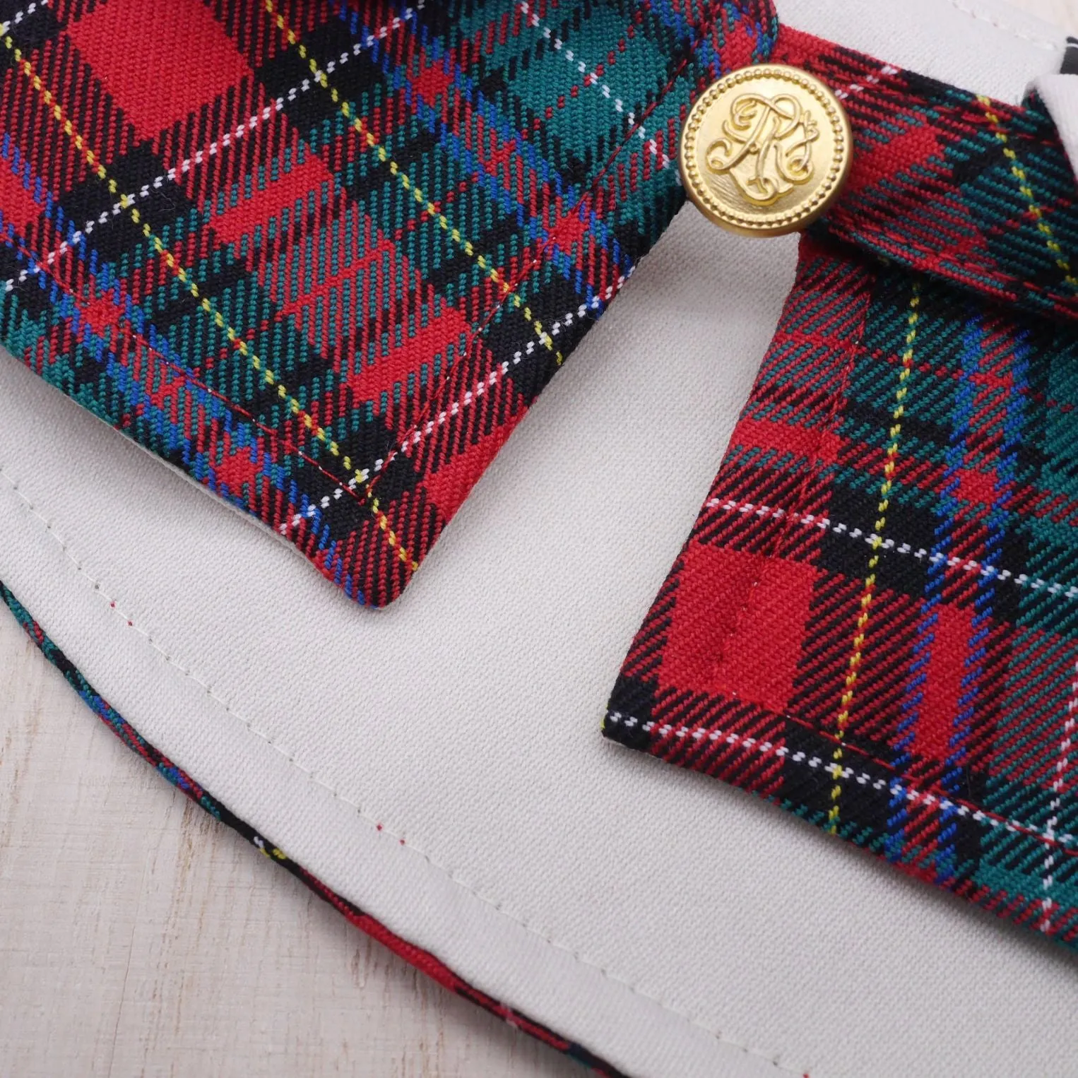 Cream Collar with Red/Green Tartan Print