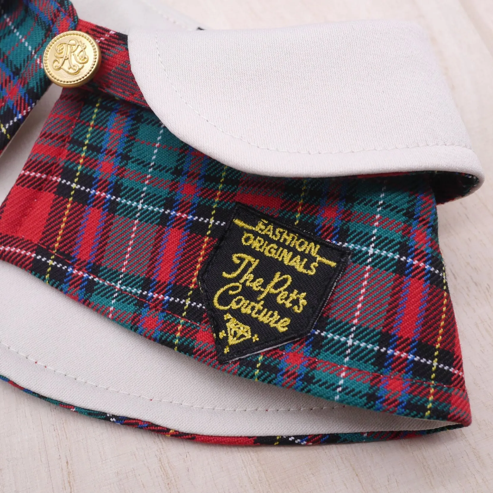 Cream Collar with Red/Green Tartan Print