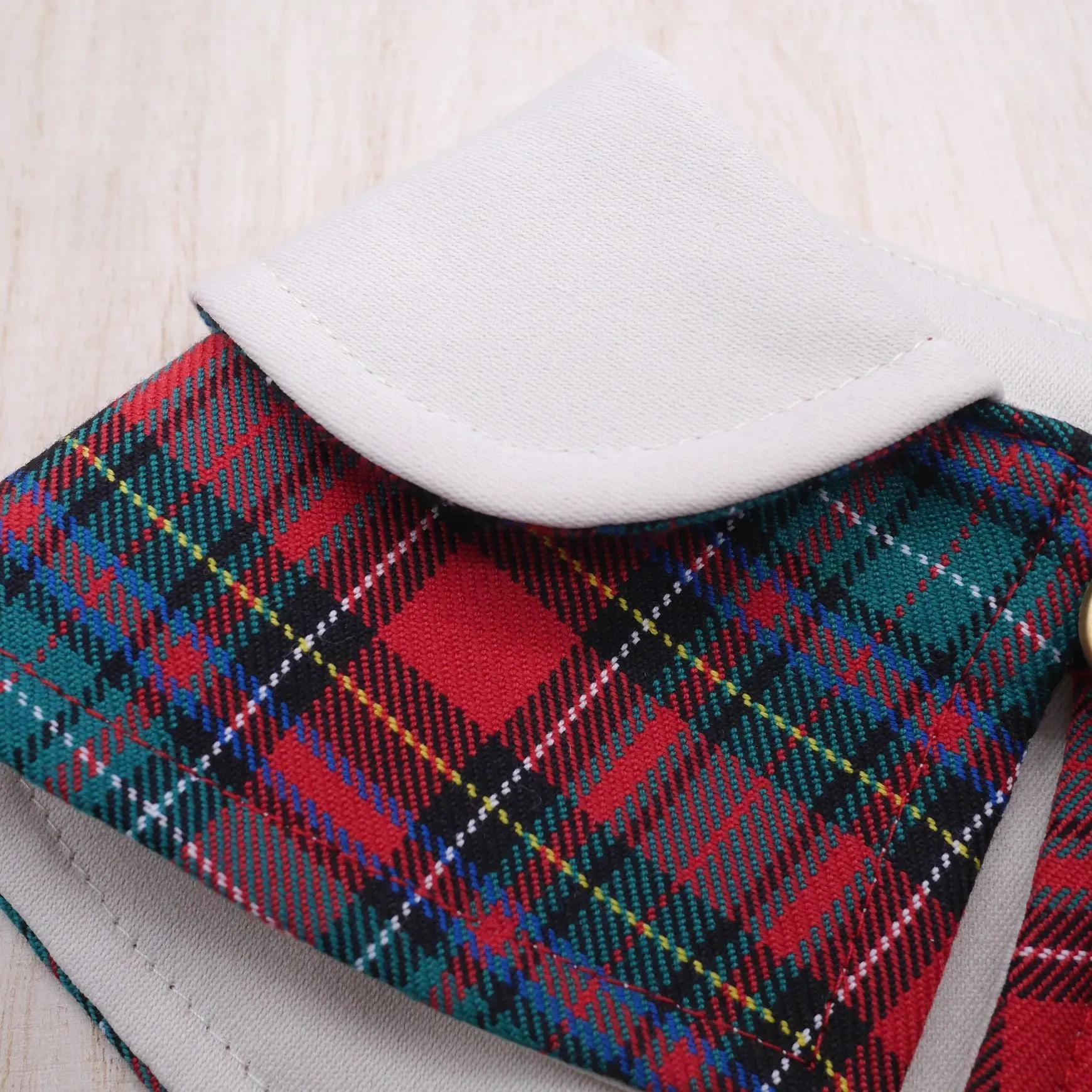 Cream Collar with Red/Green Tartan Print