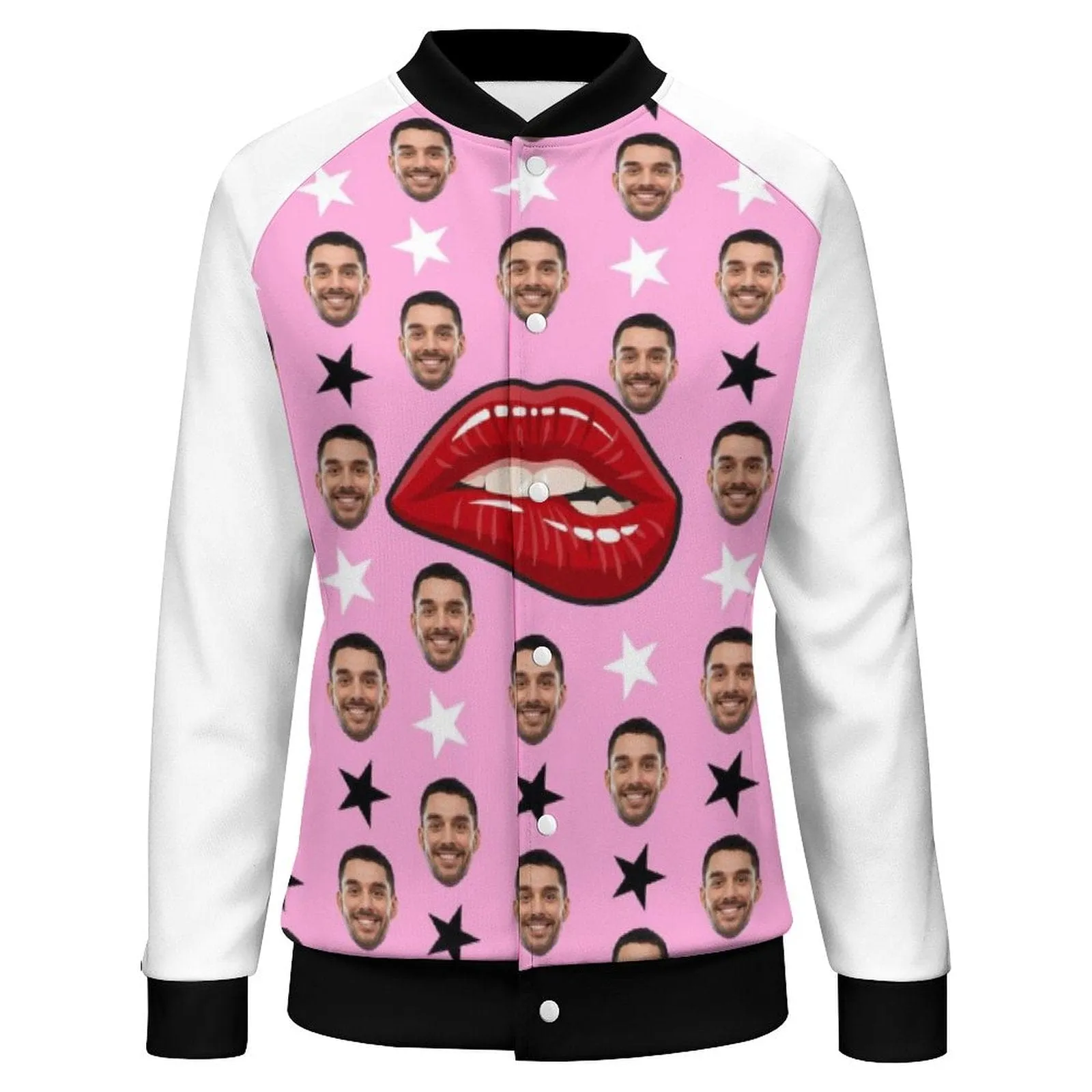 Custom Face Couple Lip Women/Men's Bomber Jacket Unisex Outerwear