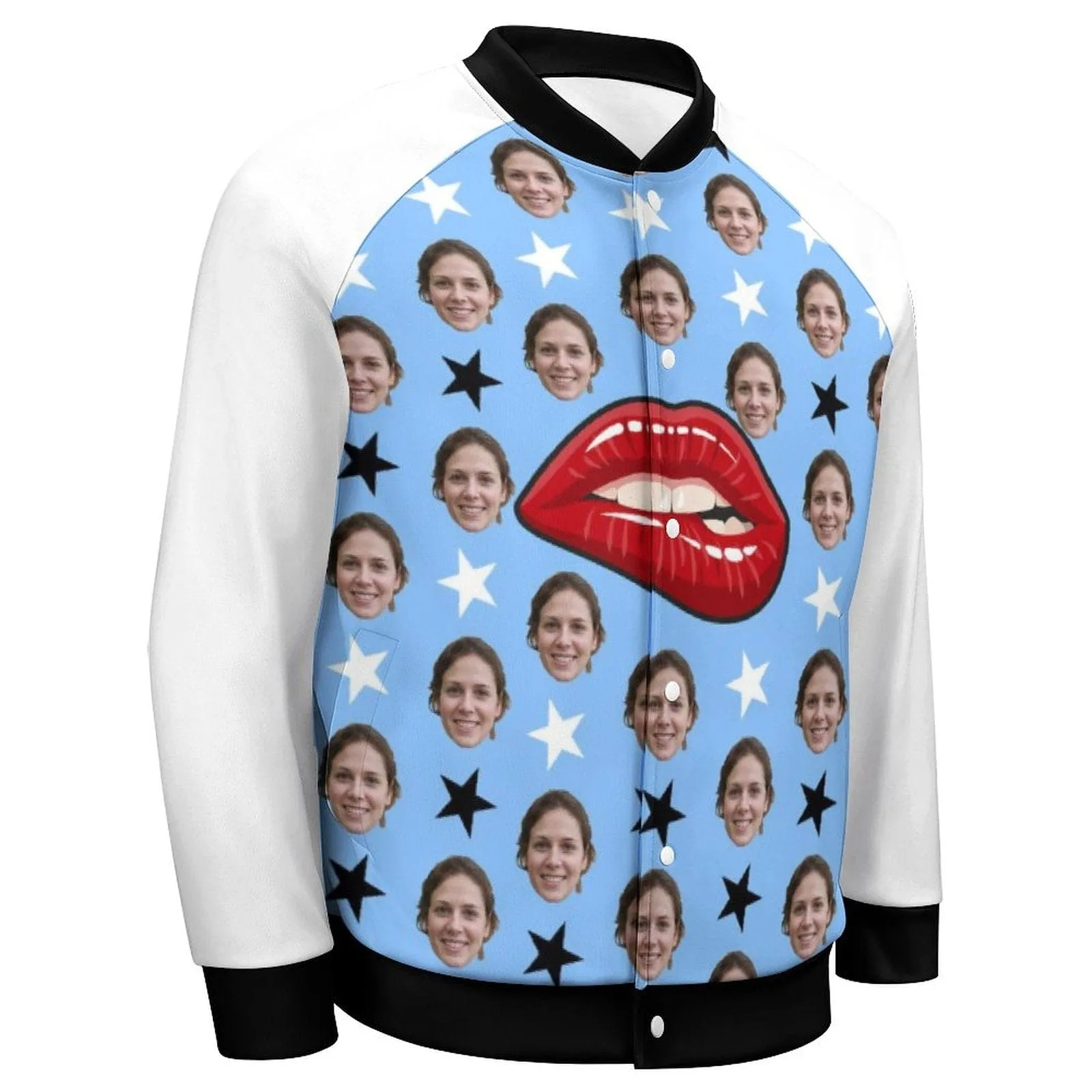 Custom Face Couple Lip Women/Men's Bomber Jacket Unisex Outerwear