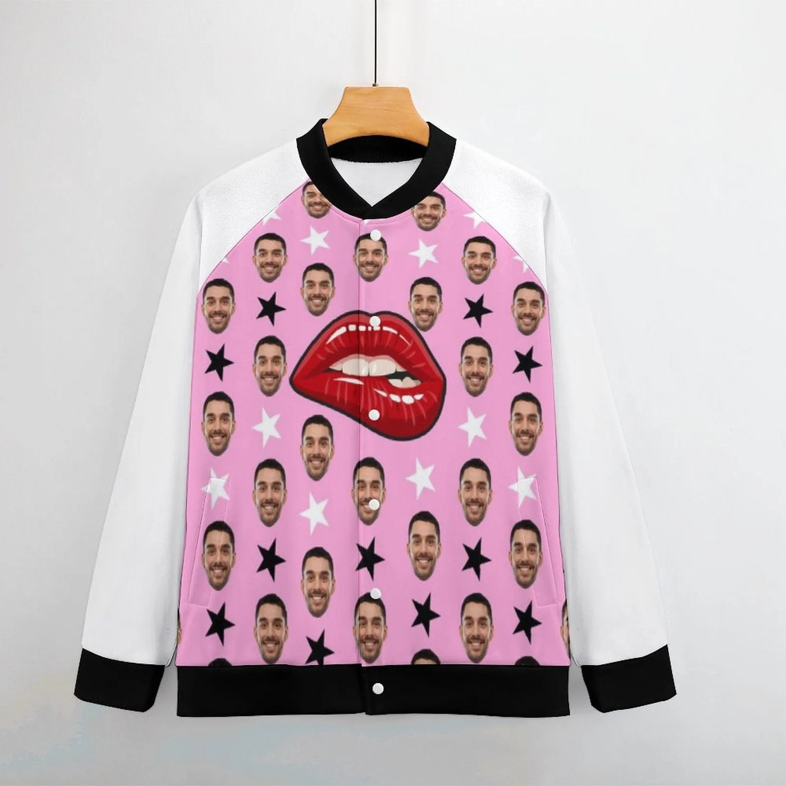 Custom Face Couple Lip Women/Men's Bomber Jacket Unisex Outerwear