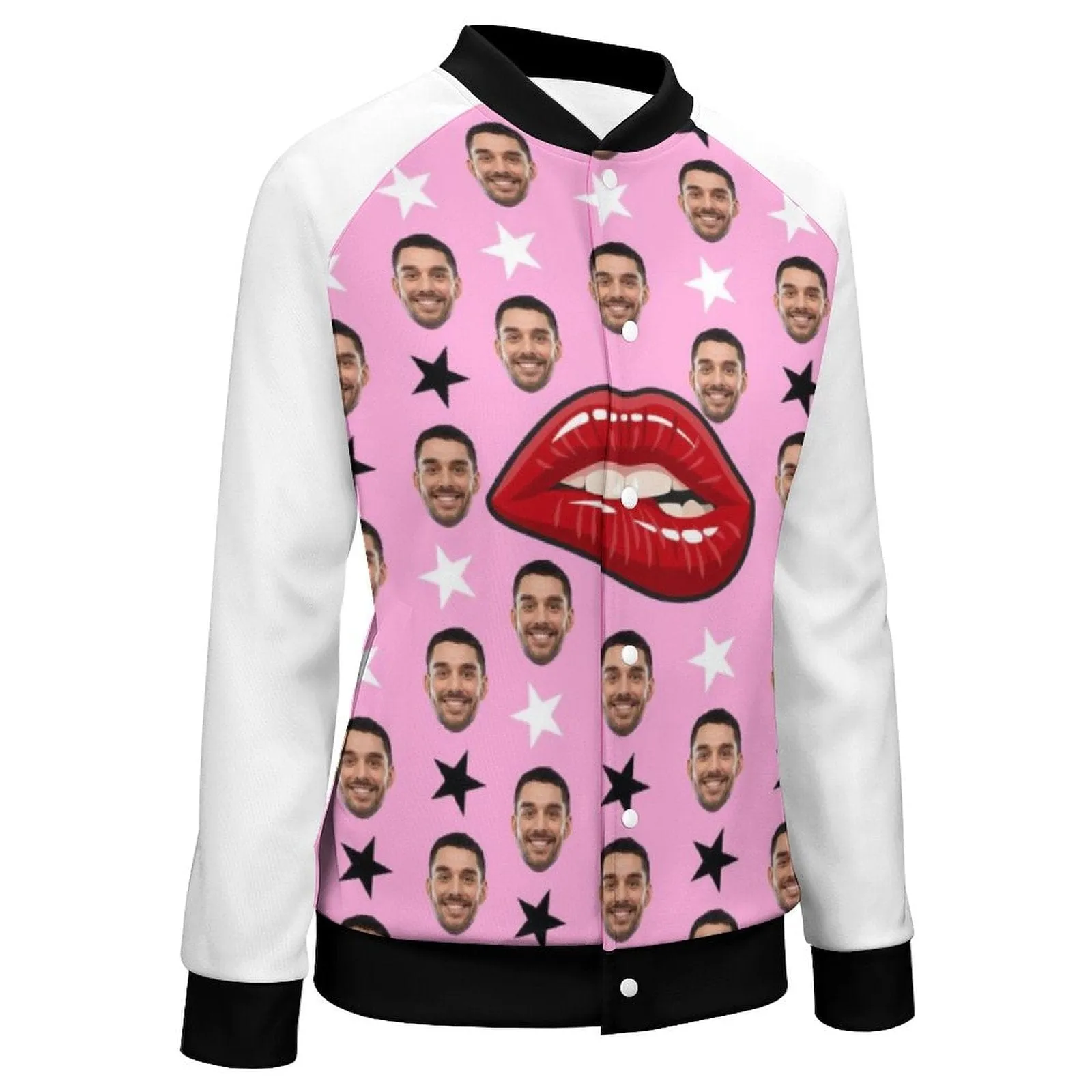 Custom Face Couple Lip Women/Men's Bomber Jacket Unisex Outerwear