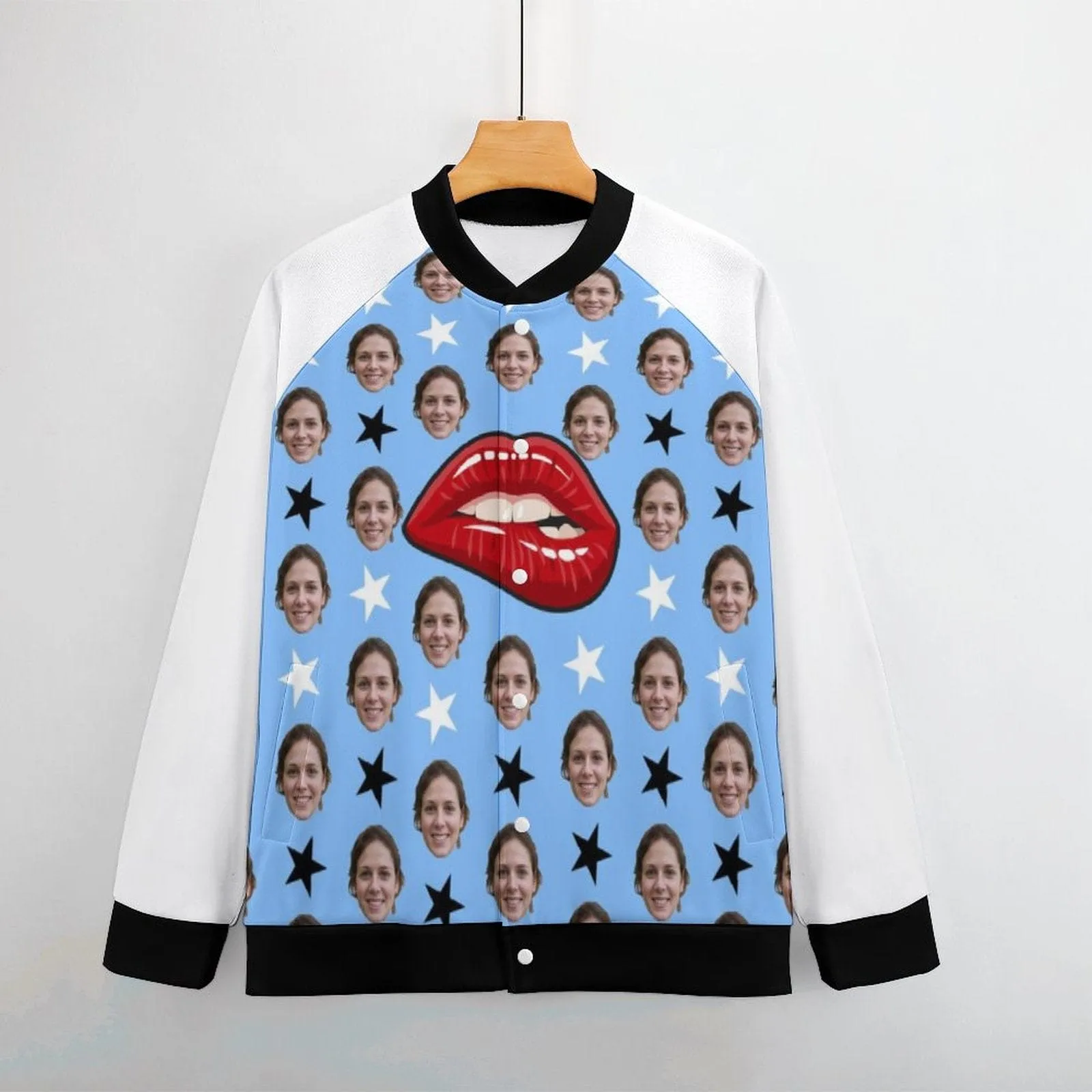 Custom Face Couple Lip Women/Men's Bomber Jacket Unisex Outerwear