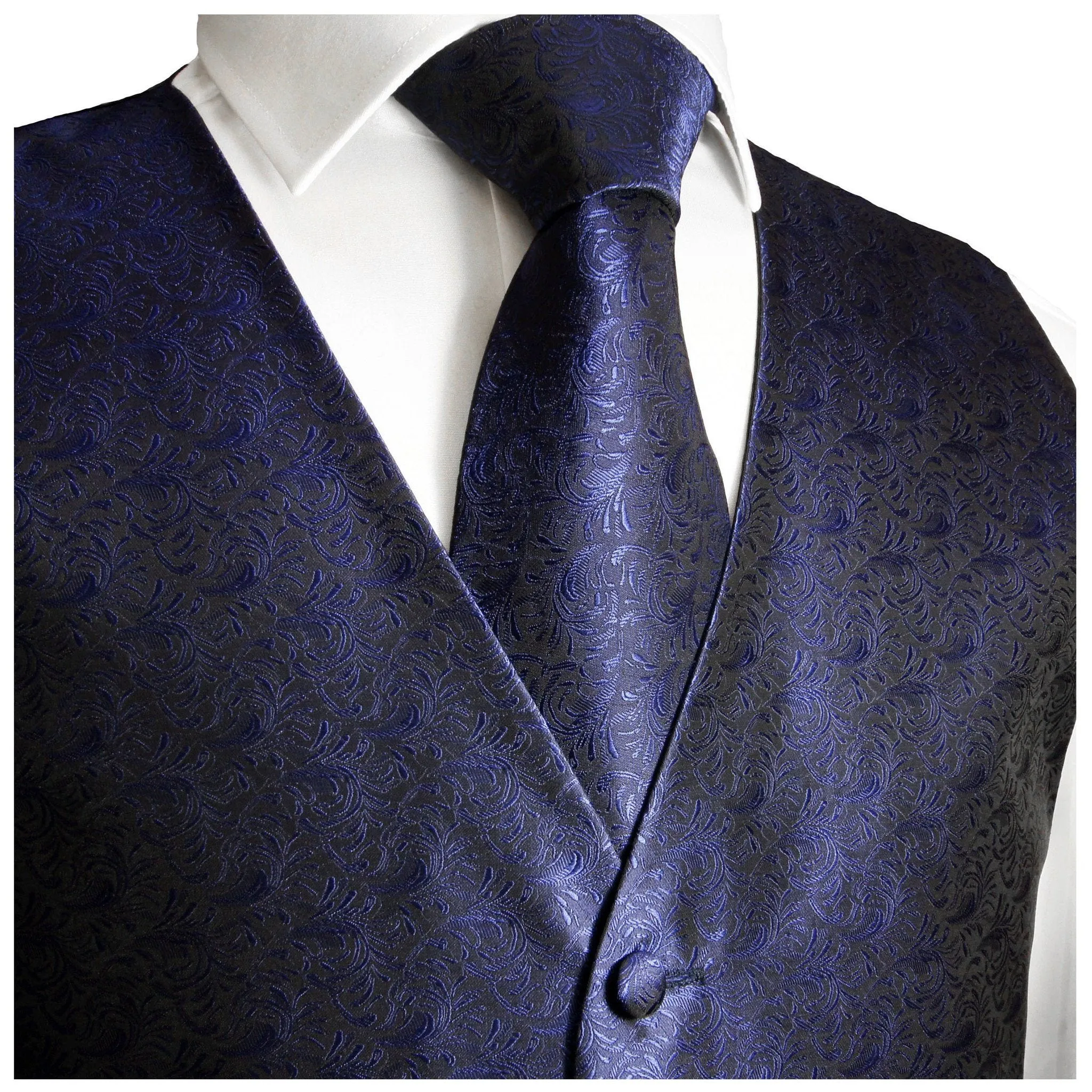 Deep Ultramarine Paisley Tuxedo Vest Set