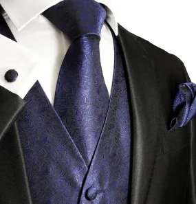 Deep Ultramarine Paisley Tuxedo Vest Set