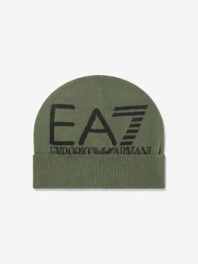 EA7 Emporio Armani Kids Logo Beanie Hat in Green