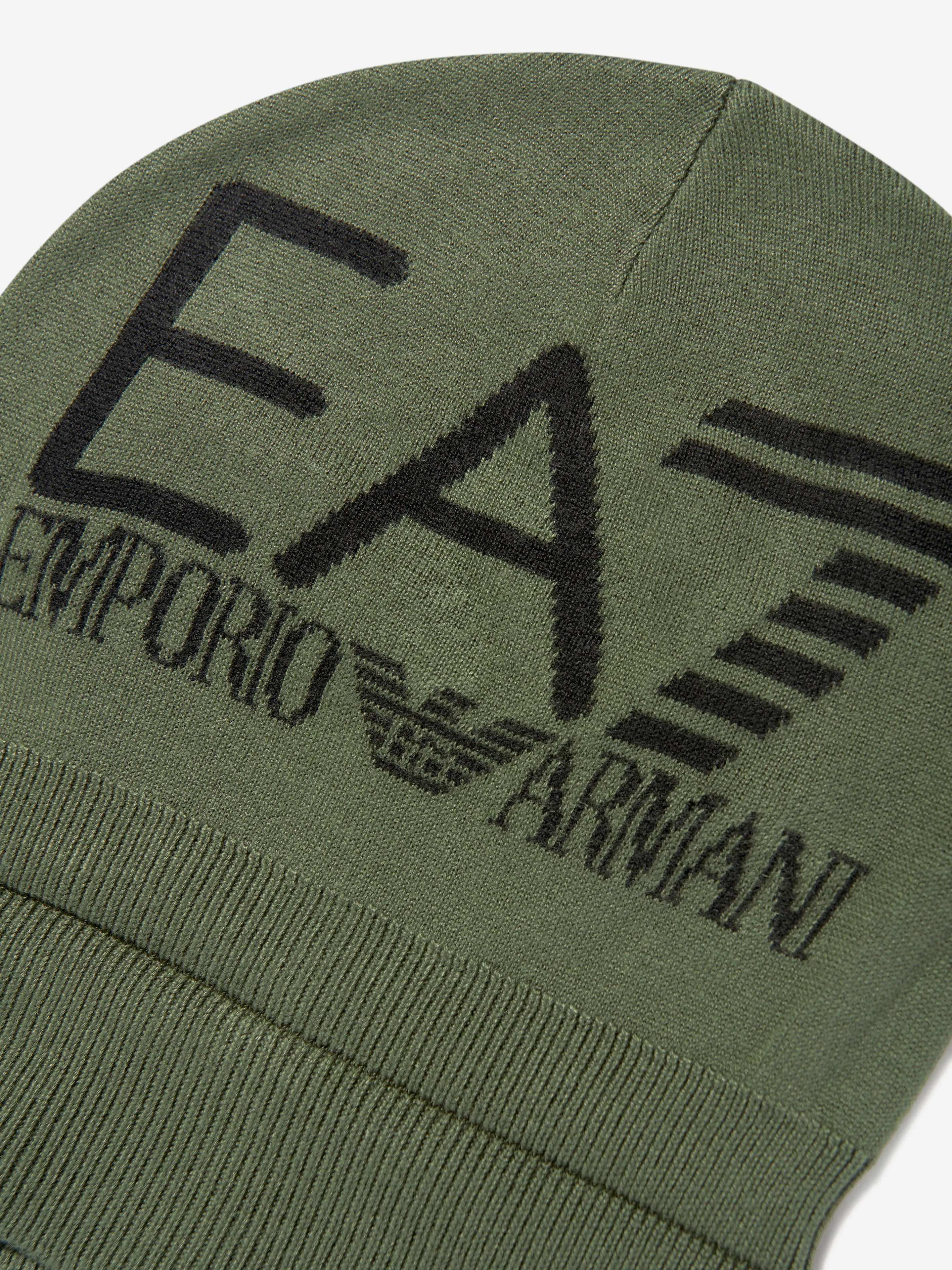 EA7 Emporio Armani Kids Logo Beanie Hat in Green