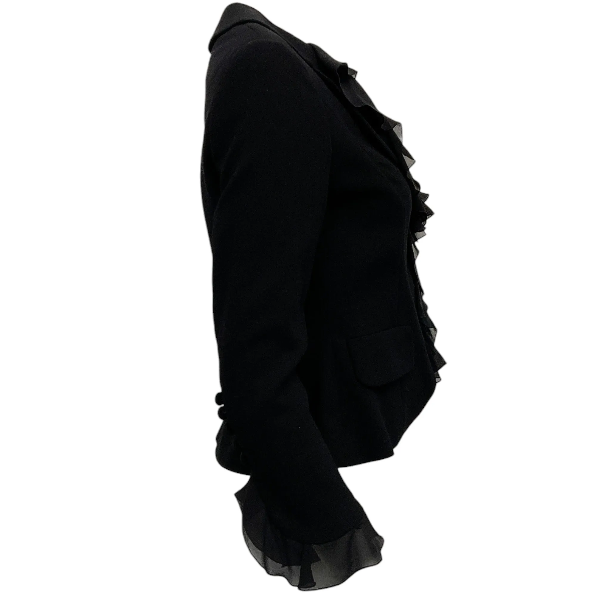 Escada Couture Black Crepe Ruffle Jacket