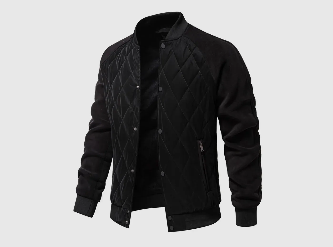 FitVille Men's Patchwork Fleece-Lined Bomber Jacket