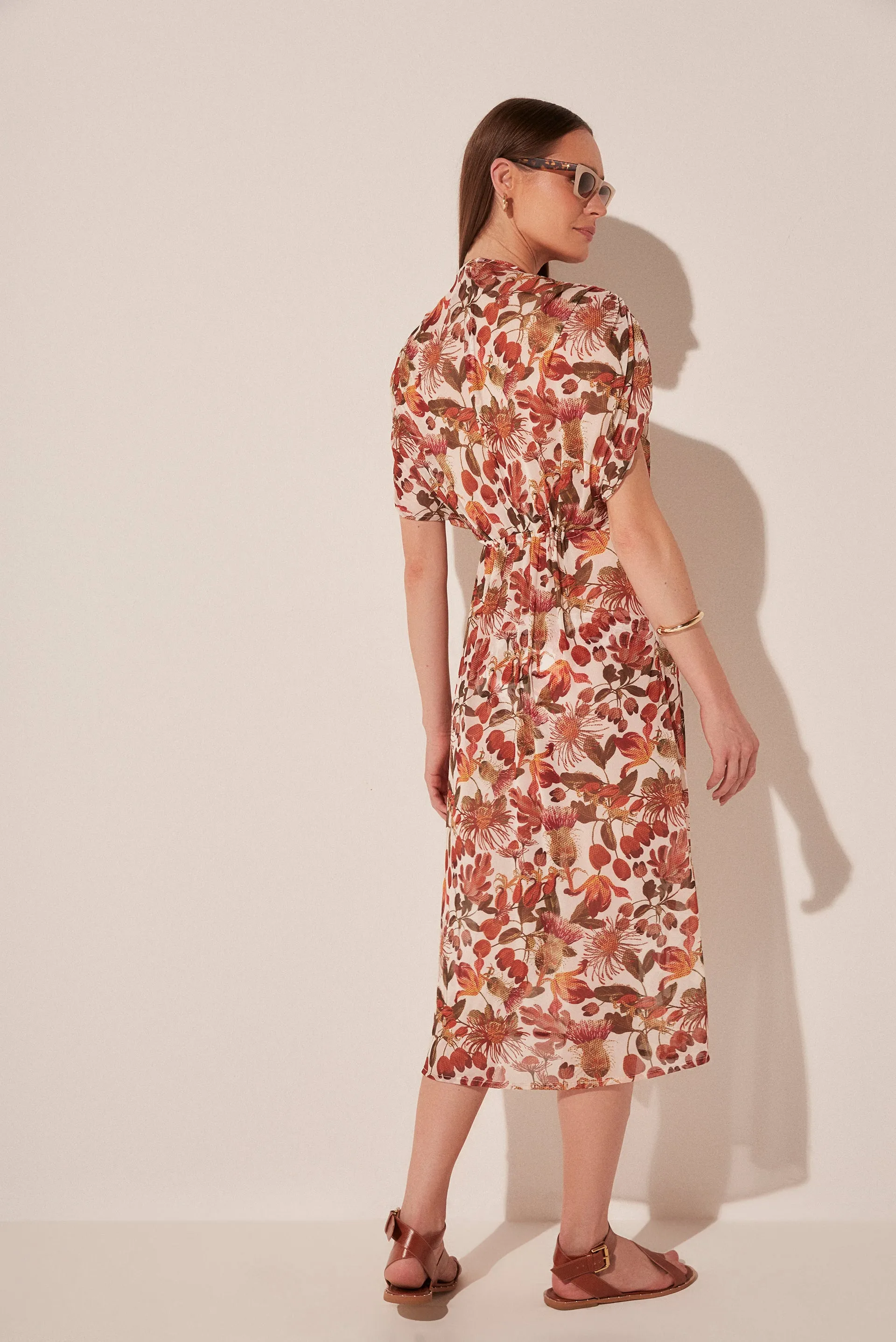 Floral Straw  Midi Cape With Ties E4649A1886