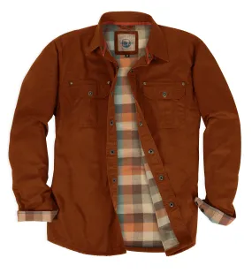 Gioberti Men's Copper Cotton Brushed and Soft Twill Shirt Jacket with Flannel Lining