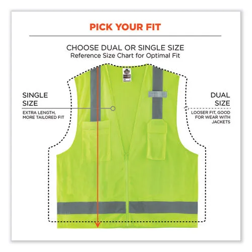 Glowear 8249z Class 2 Economy Surveyors Zipper Vest, Polyester, Small/medium, Lime, Ships In 1-3 Business Days