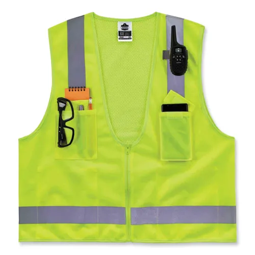 Glowear 8249z Class 2 Economy Surveyors Zipper Vest, Polyester, Small/medium, Lime, Ships In 1-3 Business Days