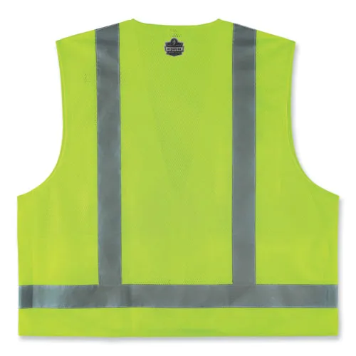 Glowear 8249z Class 2 Economy Surveyors Zipper Vest, Polyester, X-small, Lime