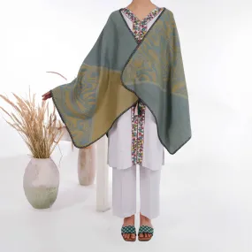 Green Winter Acrylic Cape Shawl PW4970