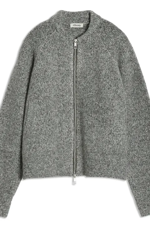 Grey Knitted Bomber