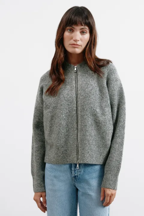 Grey Knitted Bomber