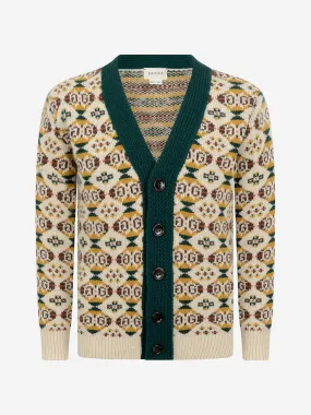 GUCCI Boys Beige Jacquard Cardigan