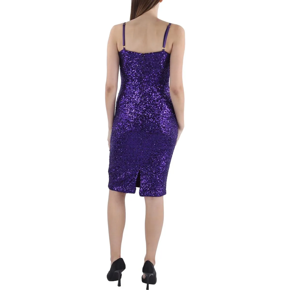 Guess Womens Sequined Cowlneck Slip Dress