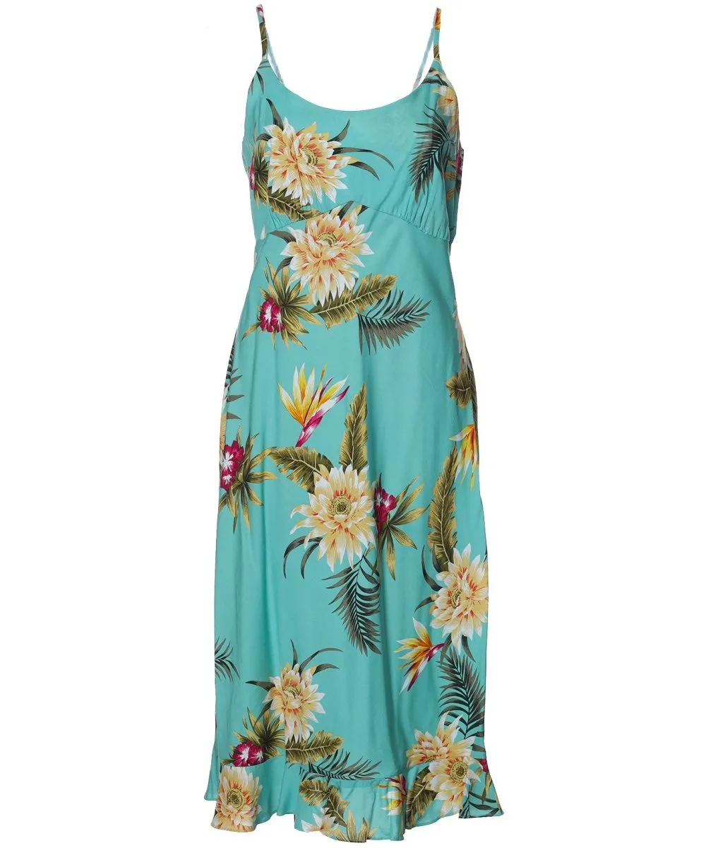 Hawaiian Midi Slip Dress Island Ceres Green