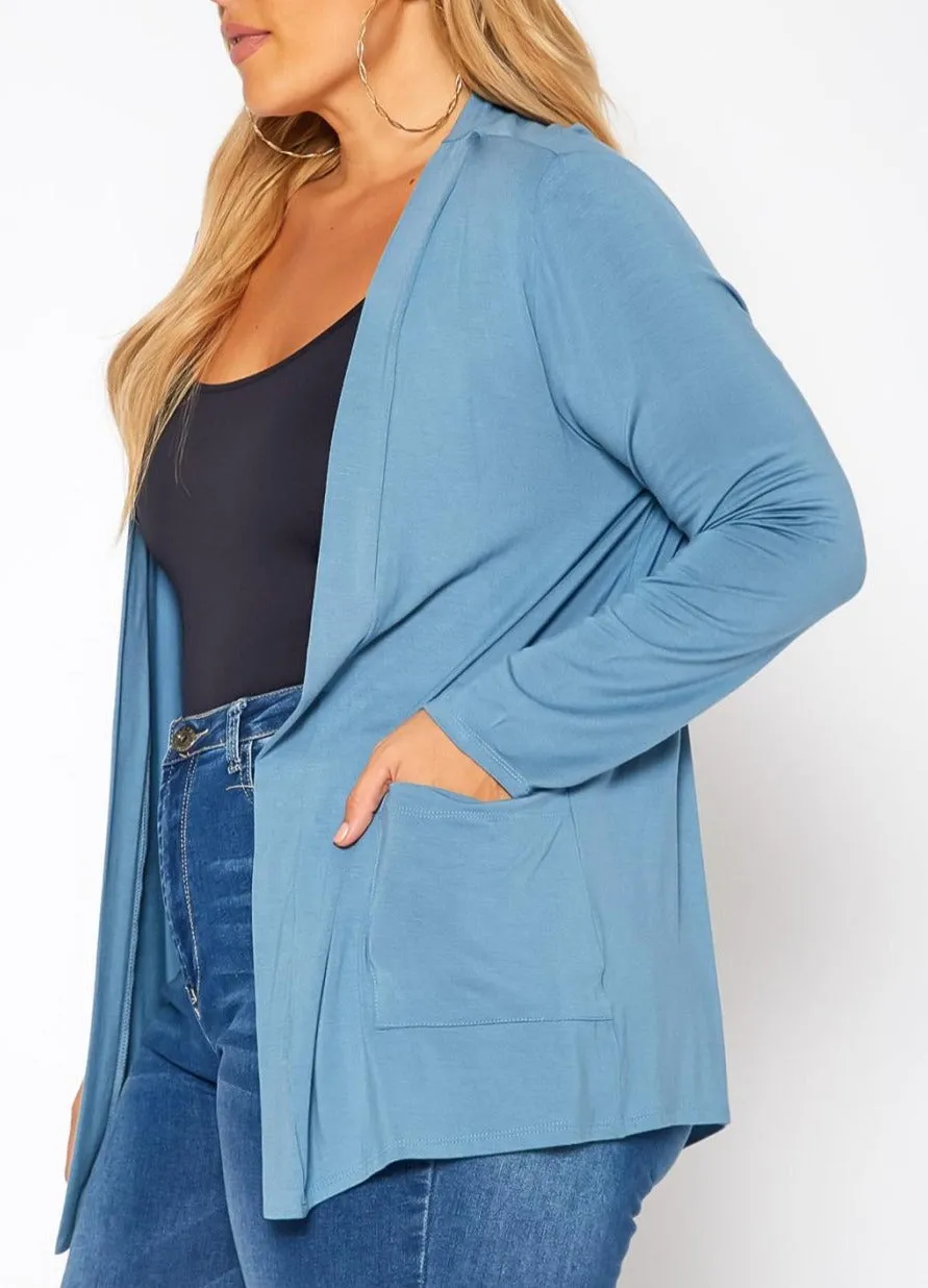 Hi Curvy Plus Size Casual Open Front Cardigan