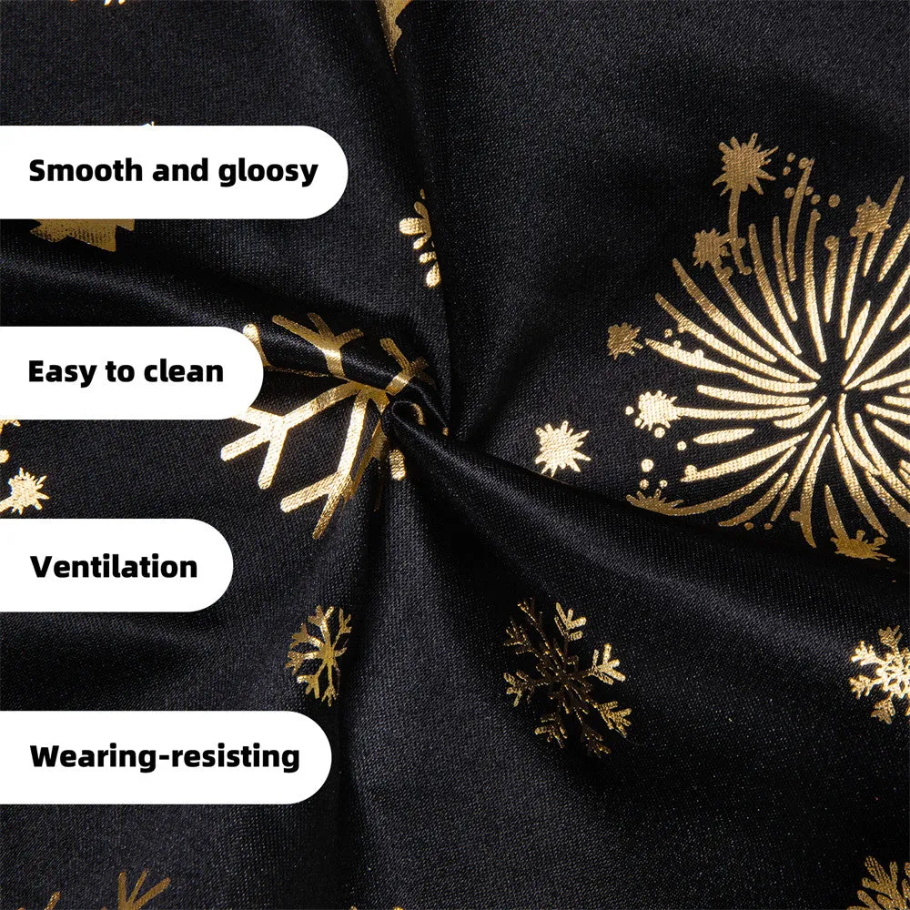 Hi-Tie Black Gold Christmas Snow Elements Vest Necktie Bowtie Set