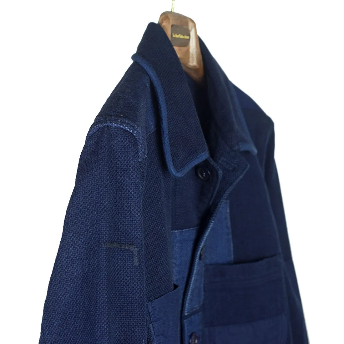 Indigo hand dyed "sashiko" and hand patched jacket