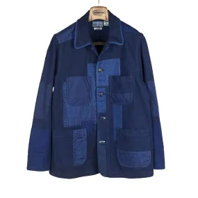 Indigo hand dyed "sashiko" and hand patched jacket