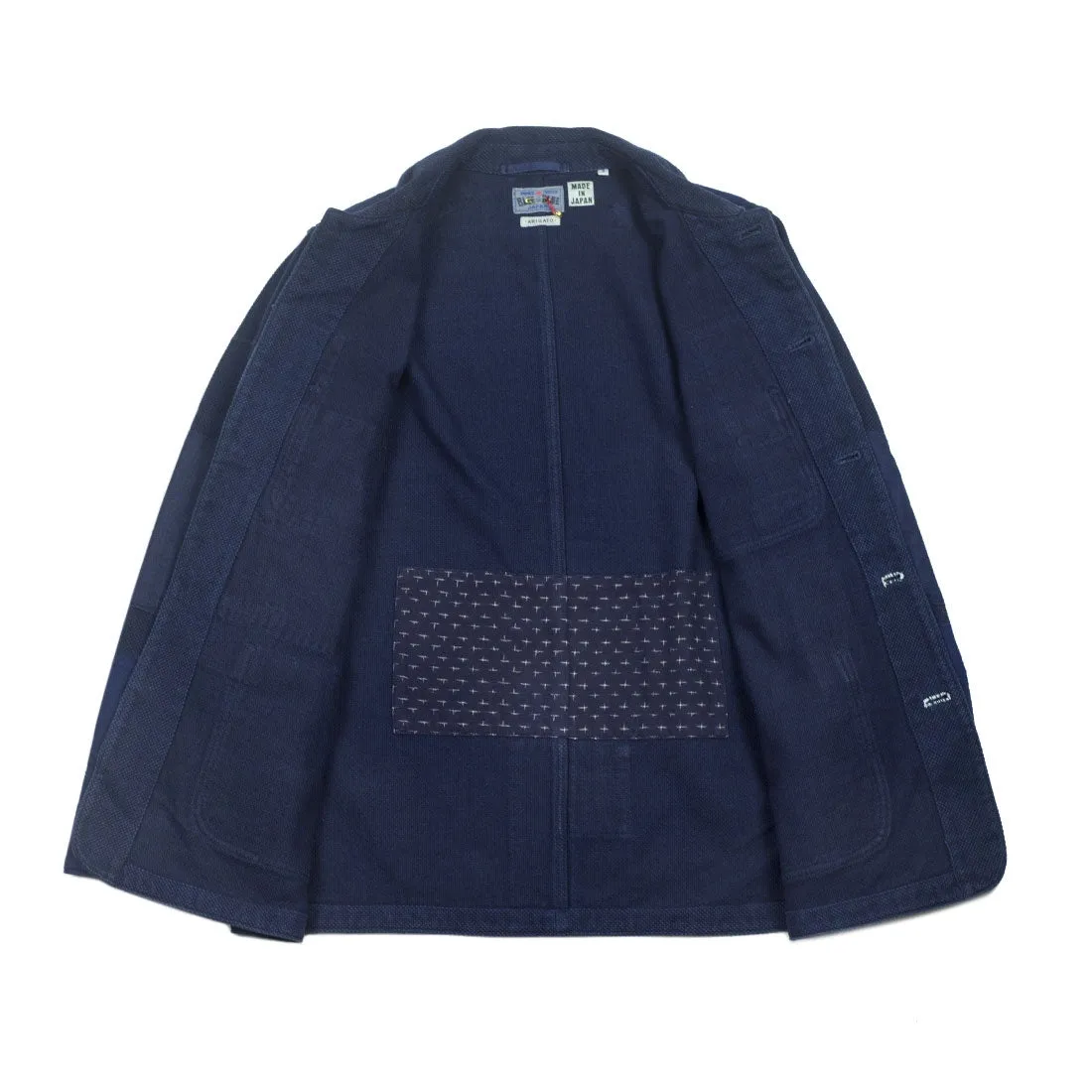 Indigo hand dyed "sashiko" and hand patched jacket