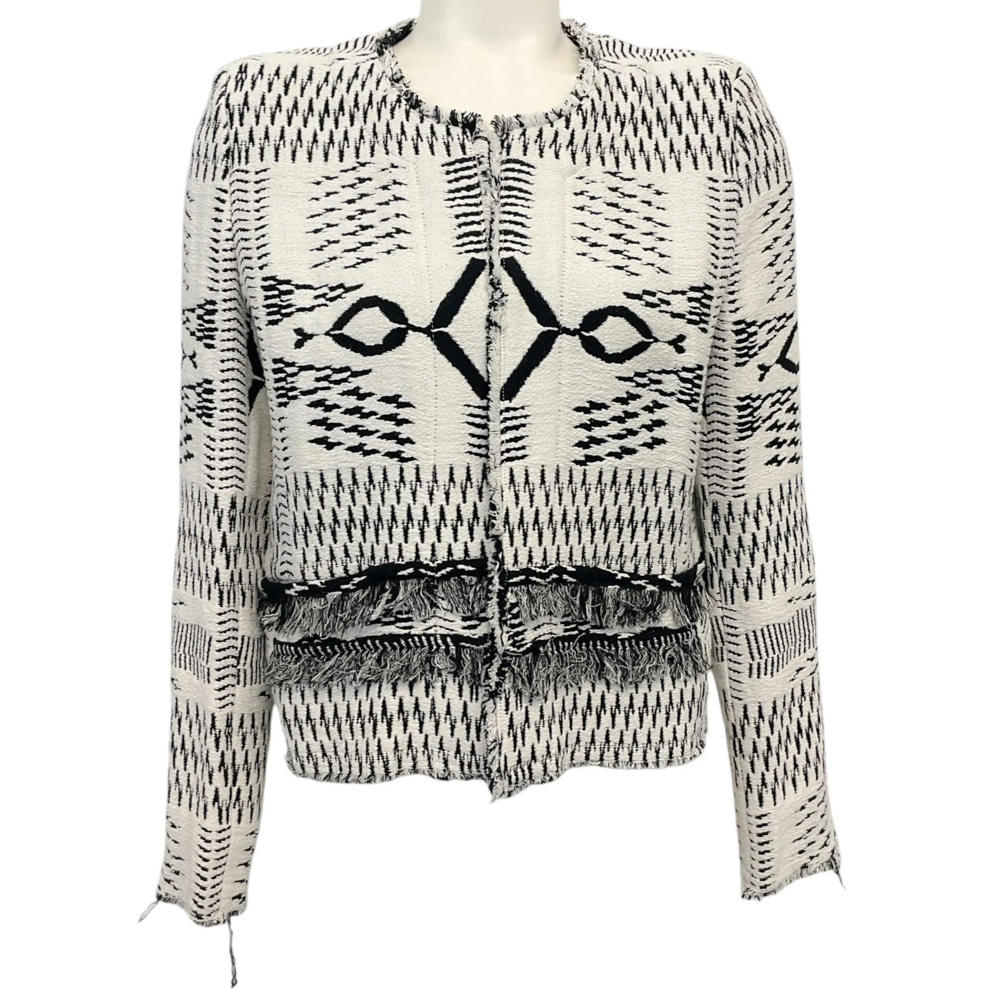 Iro Black / White Knit Print Open Front Kerr Jacket