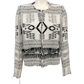 Iro Black / White Knit Print Open Front Kerr Jacket