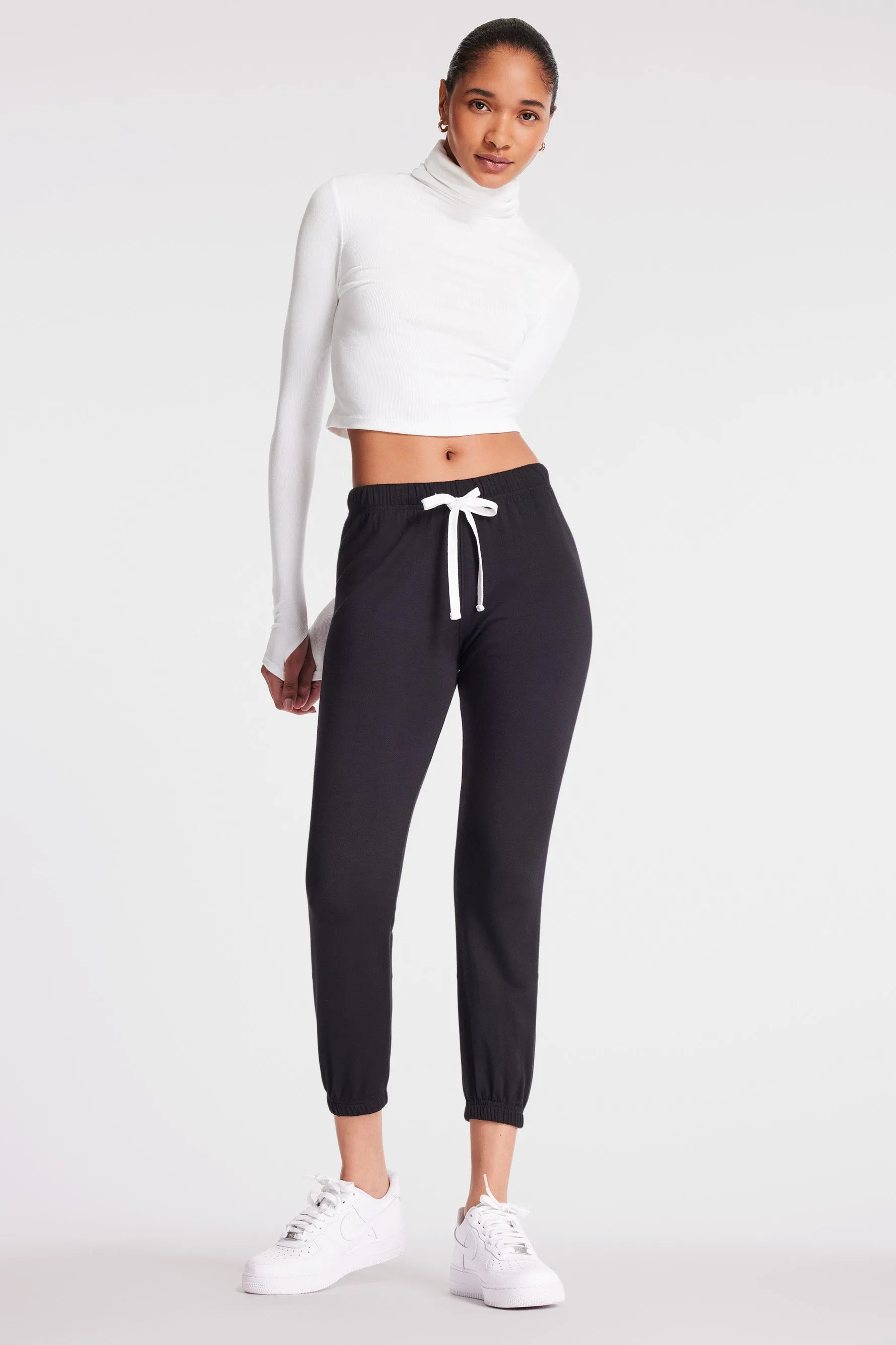 Jackson Rib Cropped Turtleneck - White