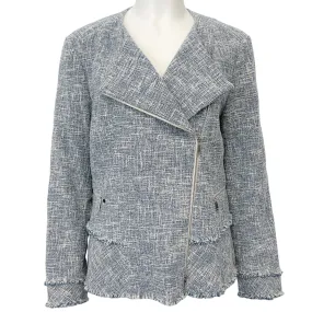 Lafayette 148 NY Blue / White Tweed Moto Jacket