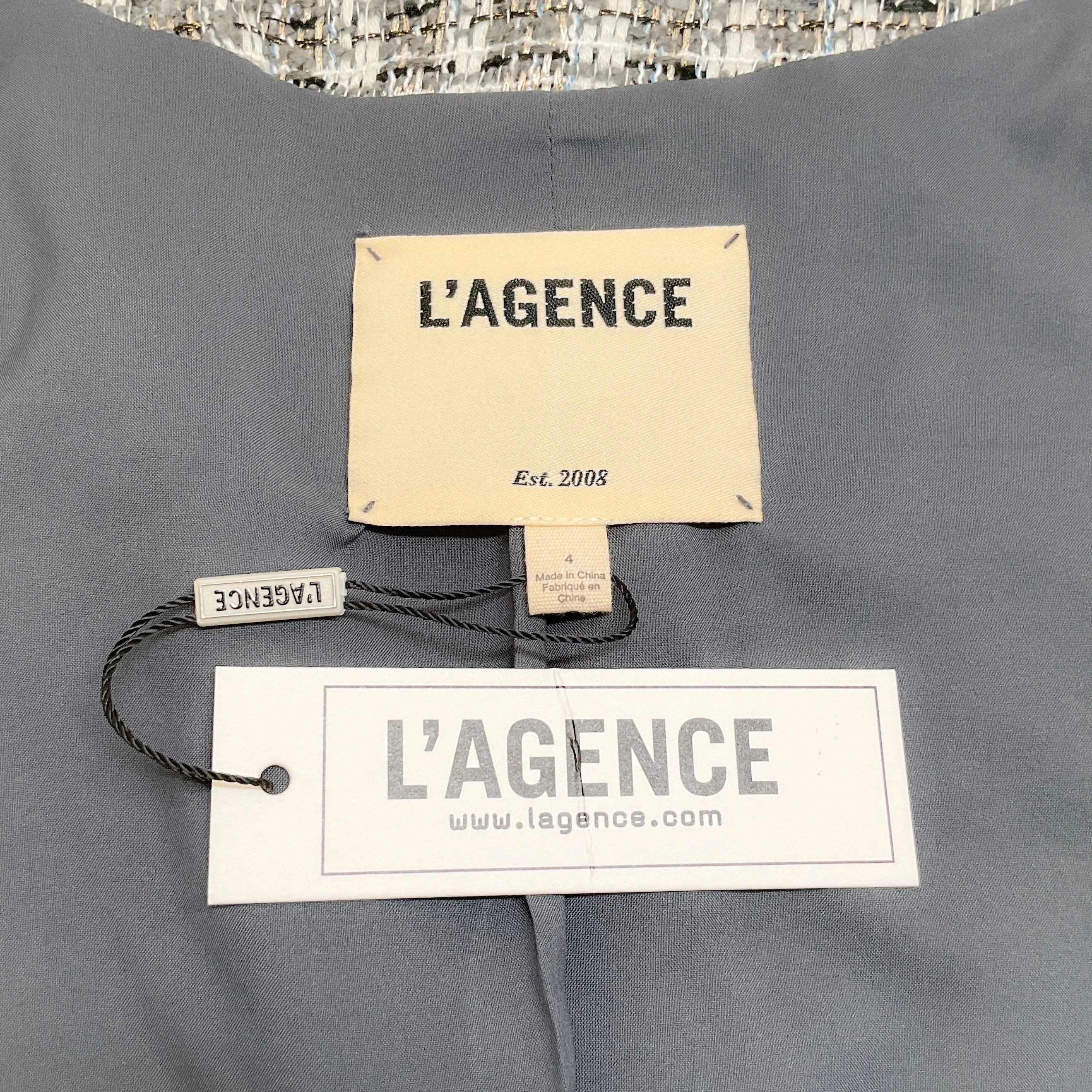 L'Agence Grey Tweed Adette Jacket